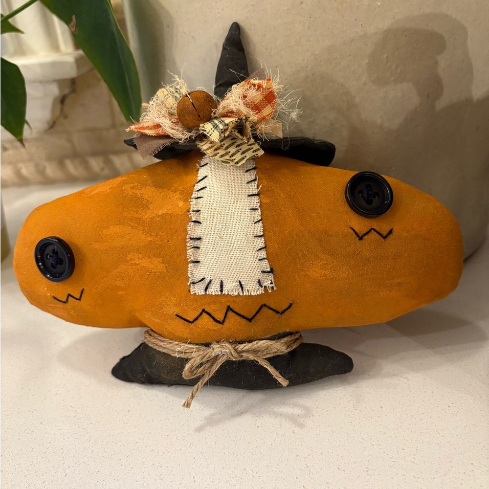 Handmade Primitive Orange Pumpkin Decor - Picture 2 of 6